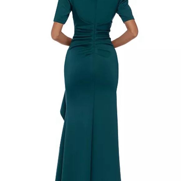 XSCAPE HUNTER GREEN  RUCHED A-LINE GOWN SIZE 6 - Picture 2 of 5